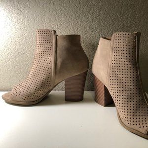 Faux Suede Peep Toe Booties